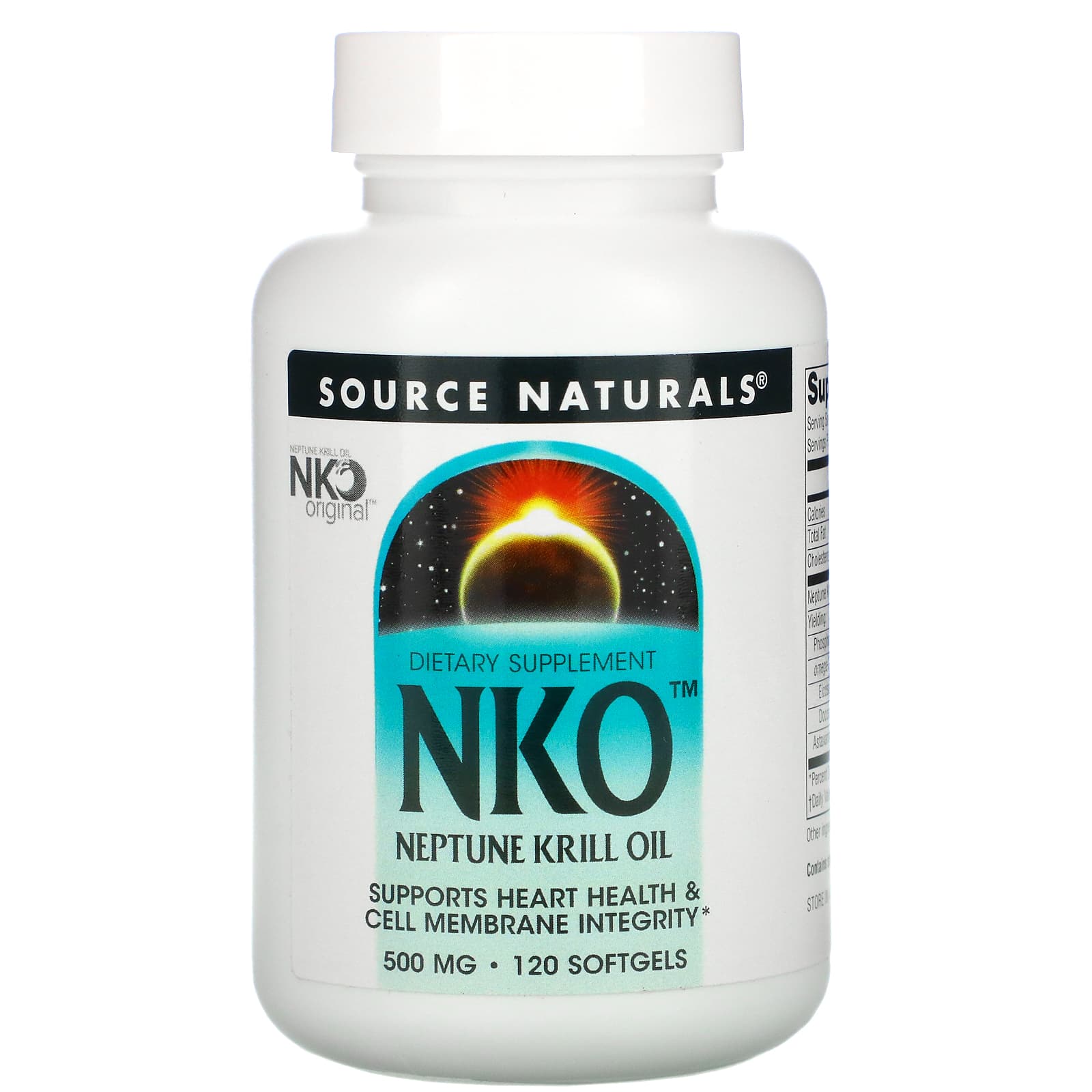 Source Naturals, Nko Neptune Krill Oil 500 mg, 120 Softgels UPC 021078024262 | Hilife Vitamins